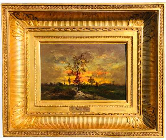Rousseau Théodore Chemin Ensoleillé Huile Sur Panneau Signée Certificat - Tableaux paysages