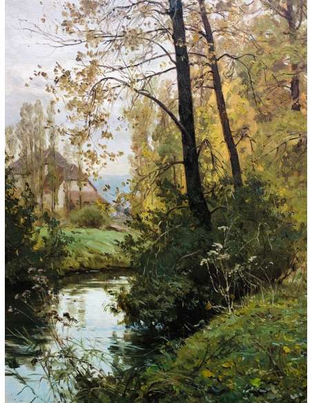 Isenbart Emile Landscape Of The Doubs The River Oil On Canvas Signed - Landscape Paintings-Bozaart