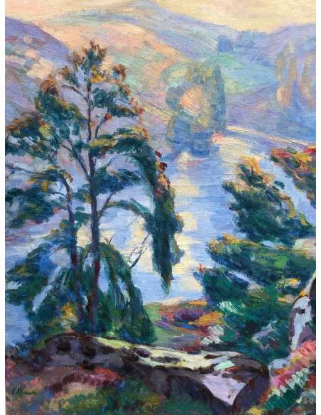 Alluaud Eugène Vue De La Vallée De La Creuse Ecole Française 20è Siècle Huile Signée - Tableaux paysages Alluaud Eugène Vue De La Vallée De La Creuse Ecole Française 20è Siècle Huile Signée - Tableaux paysages-Bozaart