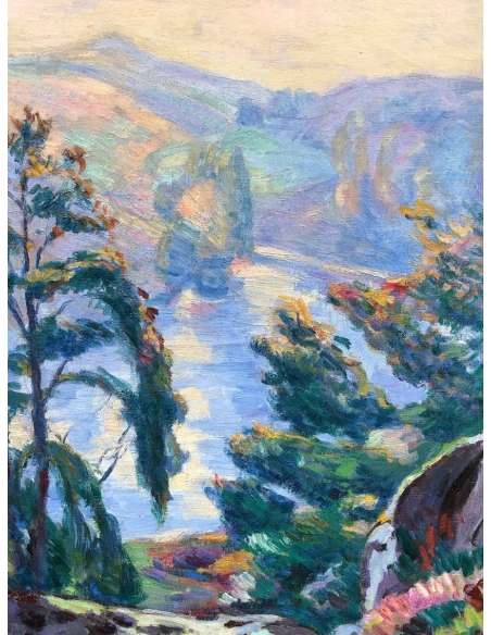 Alluaud Eugène Vue De La Vallée De La Creuse Ecole Française 20è Siècle Huile Signée - Tableaux paysages-Bozaart