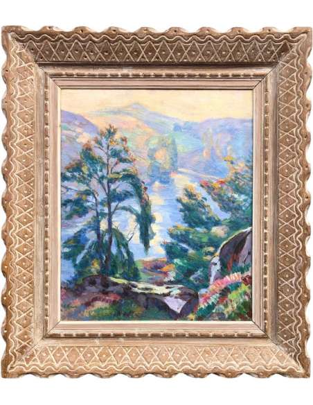 Alluaud Eugène Vue De La Vallée De La Creuse Ecole Française 20è Siècle Huile Signée - Tableaux paysages Alluaud Eugène Vue De La Vallée De La Creuse Ecole Française 20è Siècle Huile Signée - Tableaux paysages-Bozaart