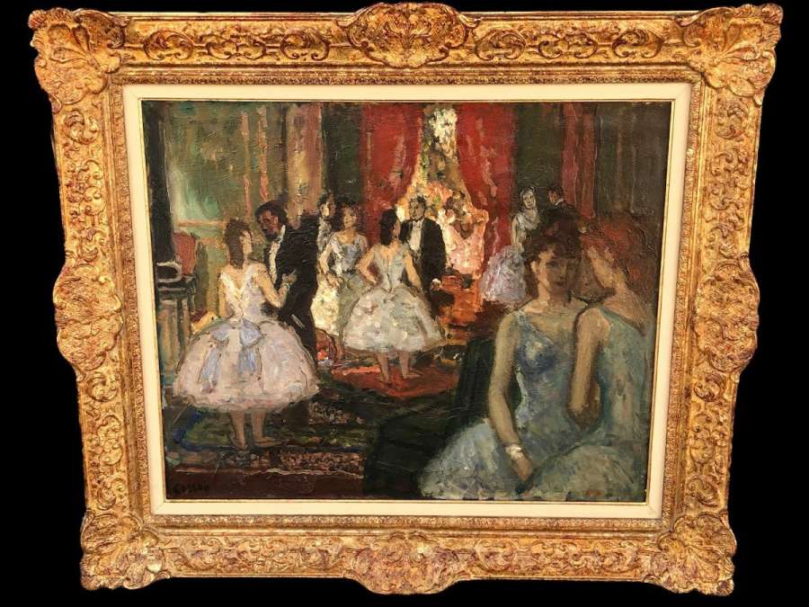 Cosson Marcel Painting 20th Ballerinas In The Living Room Of Subscribers to the Opera Signed Oil Painting