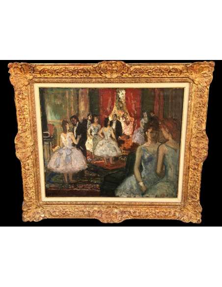 Cosson Marcel Painting 20th Ballerinas In The Living Room Of Subscribers to the Opera Signed Oil Painting - Paintings genre scen-Bozaart