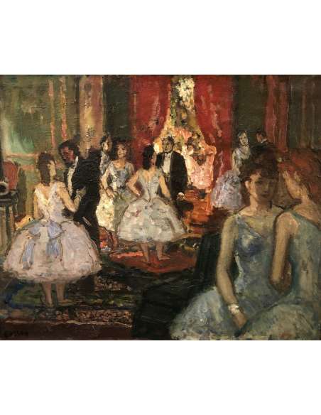Cosson Marcel Painting 20th Ballerinas In The Living Room Of Subscribers to the Opera Signed Oil Painting - Paintings genre scen-Bozaart