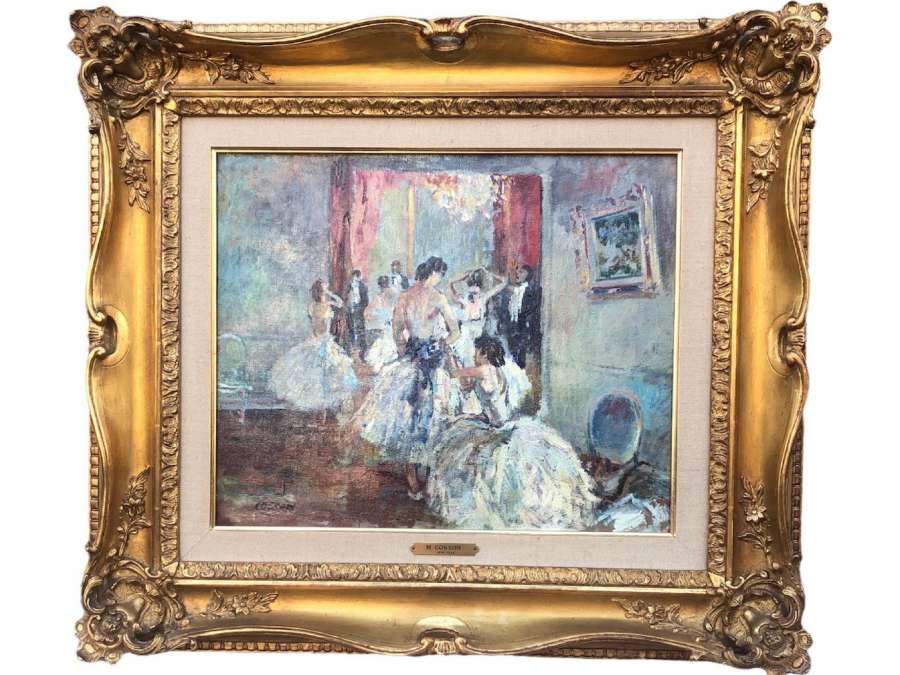 Cosson Marcel Painting Early 20th Ballerinas In The Salons Of The Opera Signed Oil Painting - Paintings genre scenes