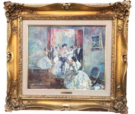 Cosson Marcel Painting Early 20th Ballerinas In The Salons Of The Opera Signed Oil Painting - Paintings genre scenes