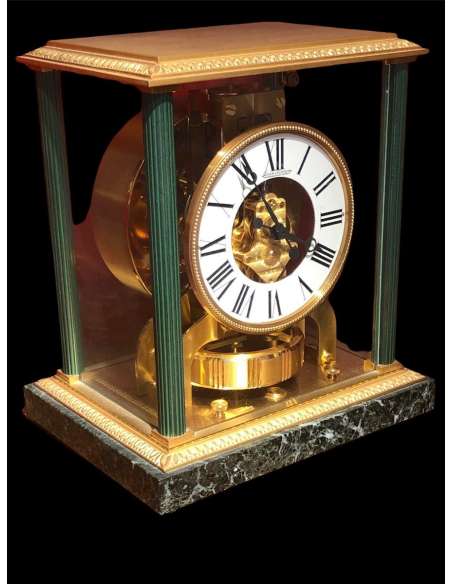 Atmos Jaeger-lecoultre Pendulum Vendôme Model Green Marble Base - antique Clocks-Bozaart