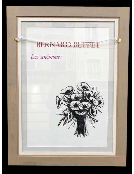 Buffet Bernard Les Anémones Lithographie Originale Couleurs Signée - lithographies-Bozaart