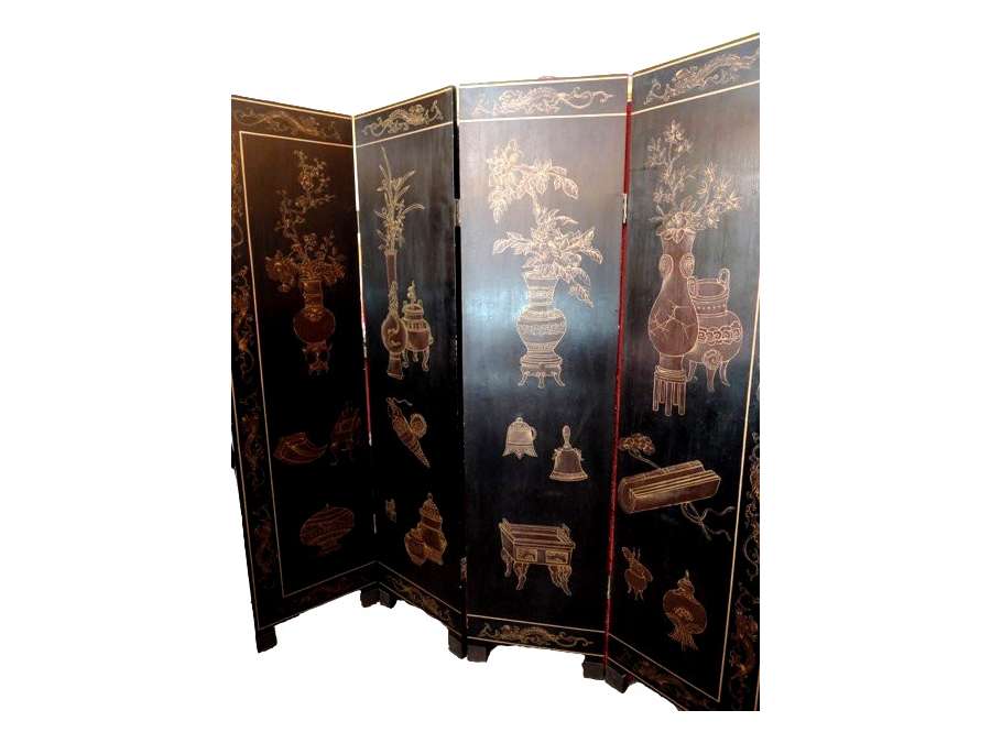 Chinese screen in wood, 19th century