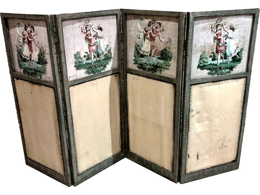 Late 19th Century Painted Wooden Screen