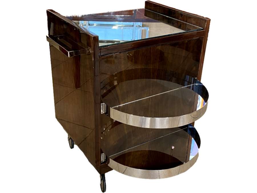 Modernist Rolling Bar in Indian Rosewood, Art Deco 1930