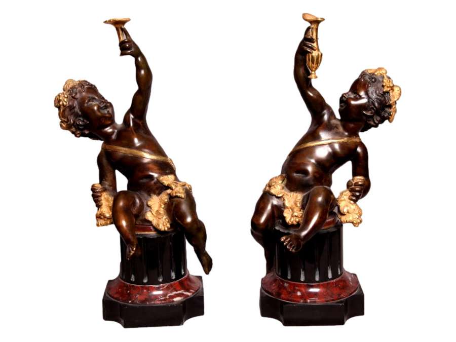 Pair Of Bronze Bacchus from The 19th century