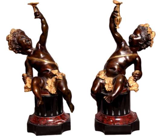 Pair Of Bronze Bacchus from the 19th century - Decorative Objects