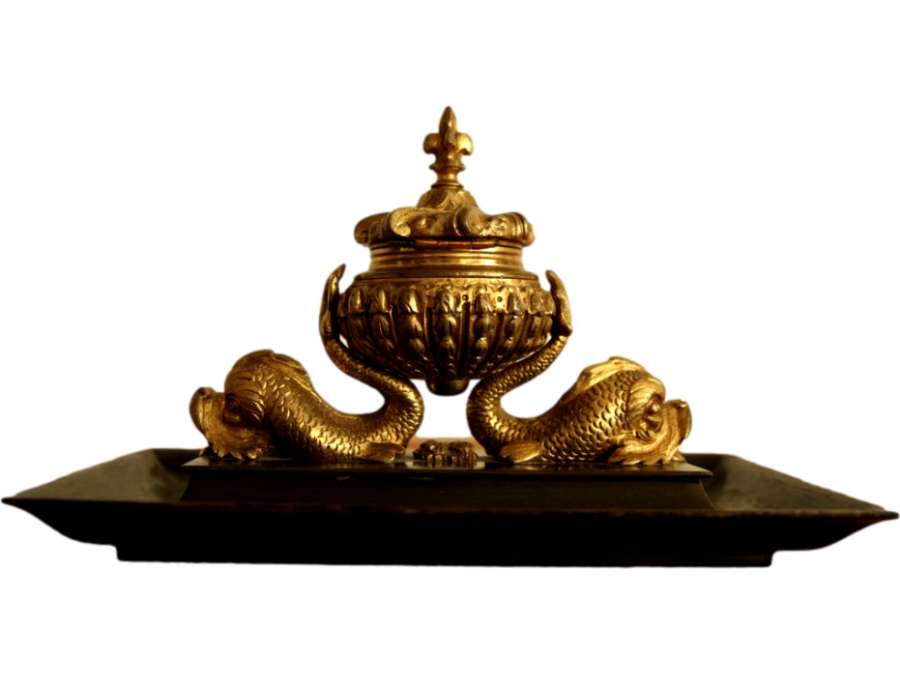 Gilded And Patinated Bronze Inkstand from the 19th century
