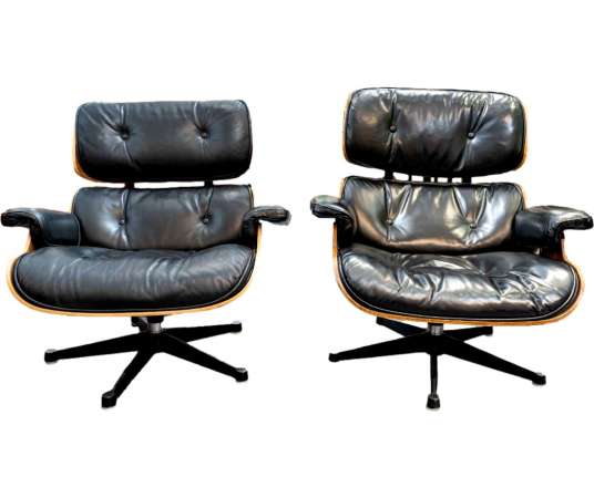 Charles & Ray EAMES, Mobilier international(éditeur): Chaise longue et son pouf - Sièges Design