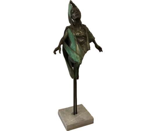Sculpture En Bronze De Jan Praet Sur Socle De Marbre - Bronzes anciens