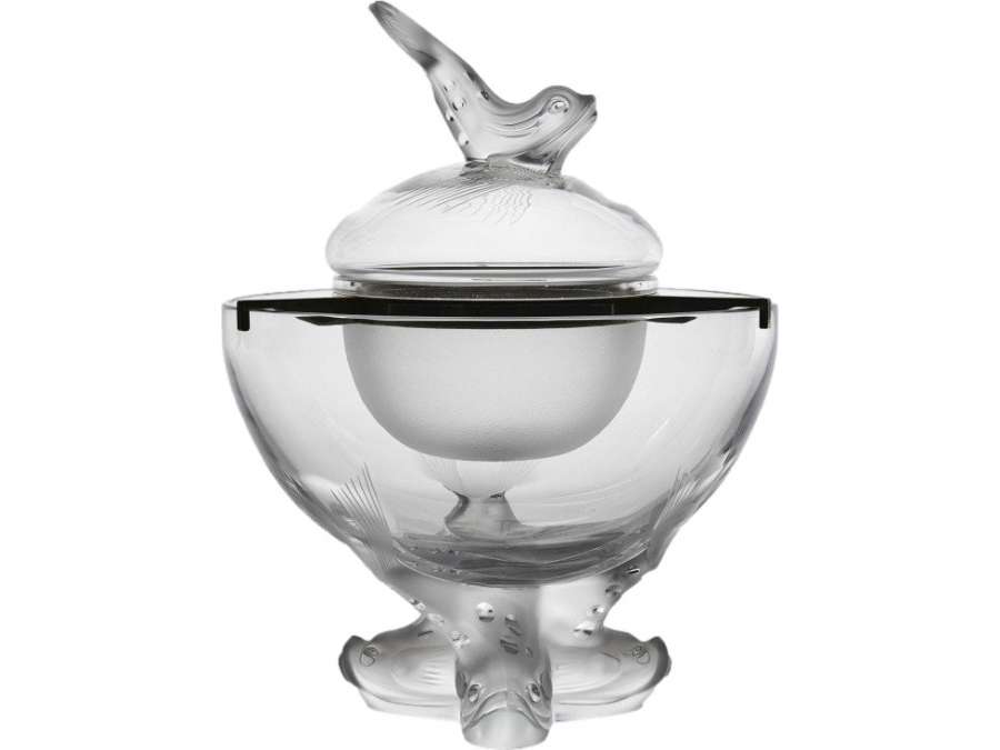 Lalique :caviar bowl+ in crystal of 20th century