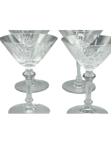 Baccarat. Four Champagne glasses. Champigny model - wine glasses, vintage glasses services-Bozaart