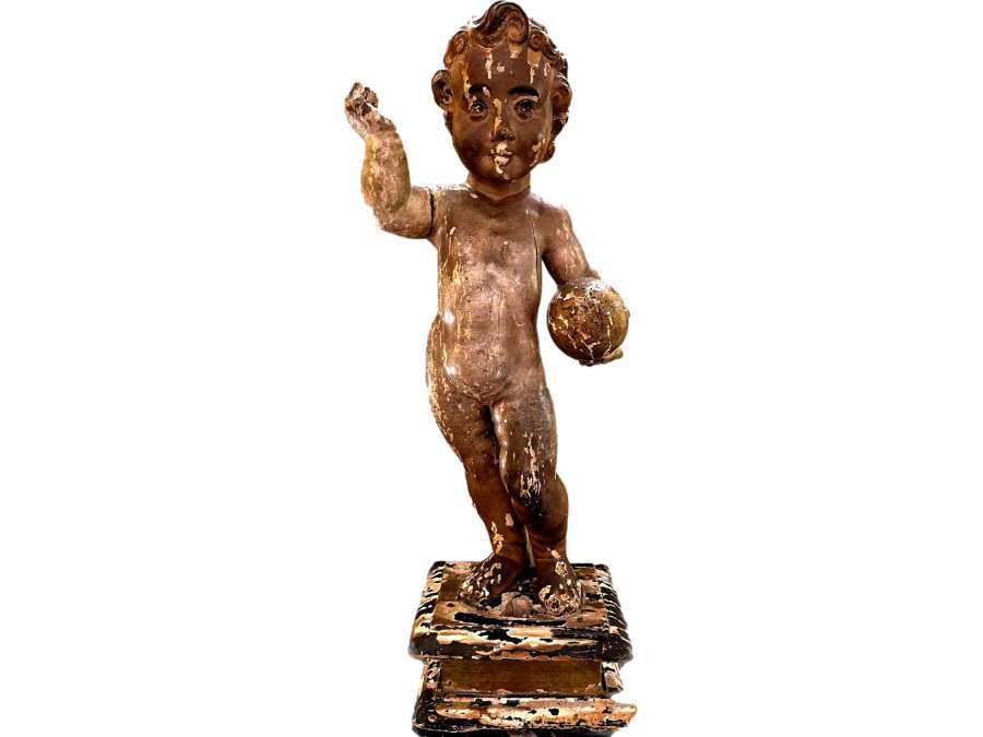 Child Jesus In Carved Wood. Eighteenth Century period - religious art objects