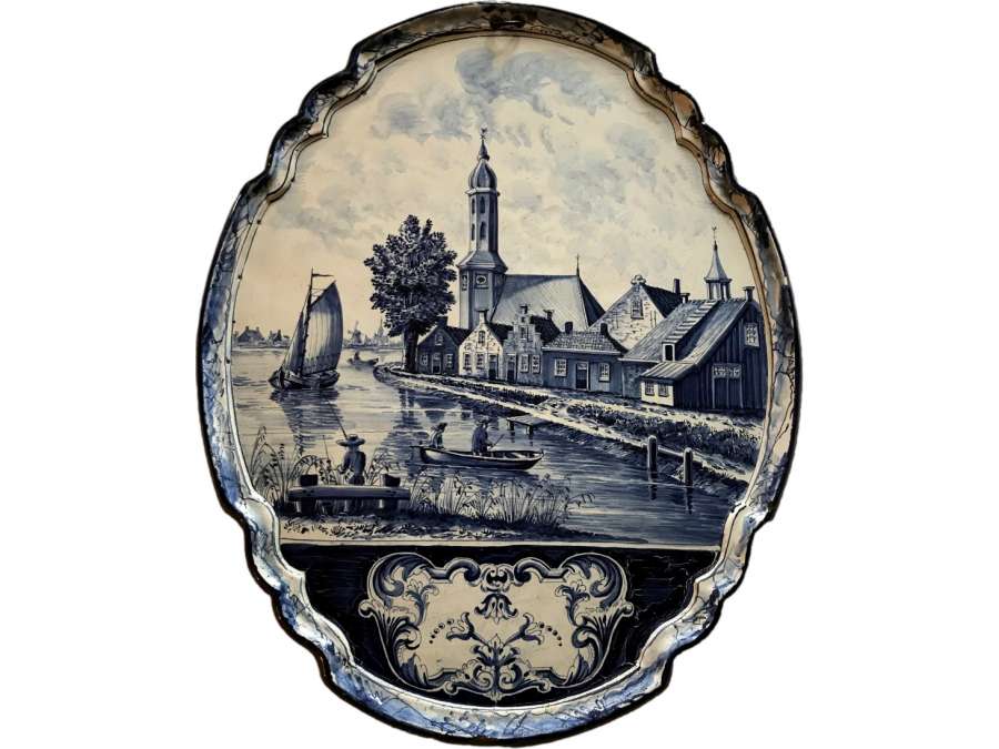 Plaque Décorative En Faïence De Delft +D’époque 19ème