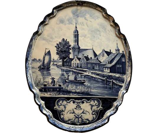 Plaque Décorative En Faïence De Delft D’époque 19ème - Objets décoratifs ,vases en faïence