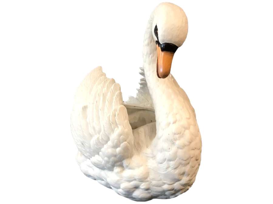 Large Swan In Biscuit Porcelain From The 19th Century (Large Pot Holder)