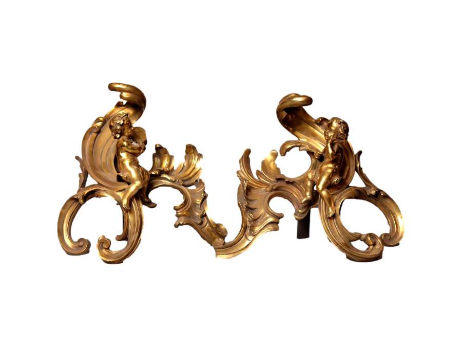Paire De Chenets anciens En Bronze +d'époque Napoléon III