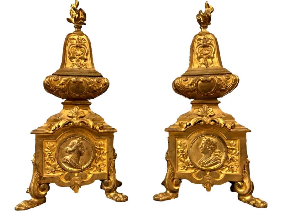 Beautiful Louis XIV 17th century period Chenets - chenets, fireplace accessories