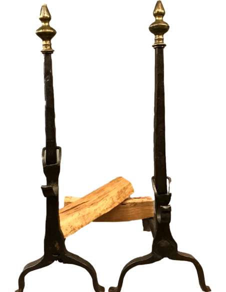 Paire De Chenets En Fer D’époque 17ème - chenets, accessoires de cheminée-Bozaart