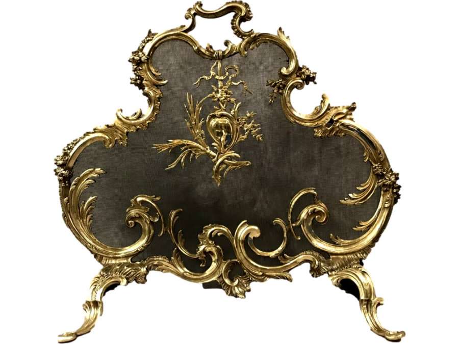 Écran De Cheminée Bronze D’époque 19ème - chenets, accessoires de cheminée