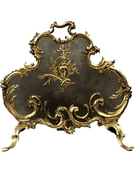 Écran De Cheminée Bronze D’époque 19ème - chenets, accessoires de cheminée-Bozaart