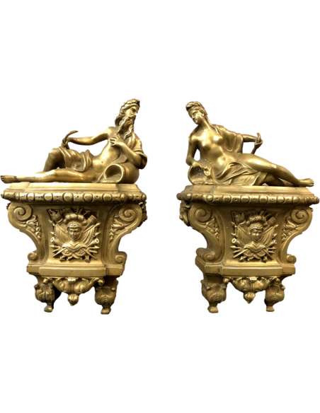 Chenets En Bronze D’époque Régence 18ème - chenets, accessoires de cheminée-Bozaart