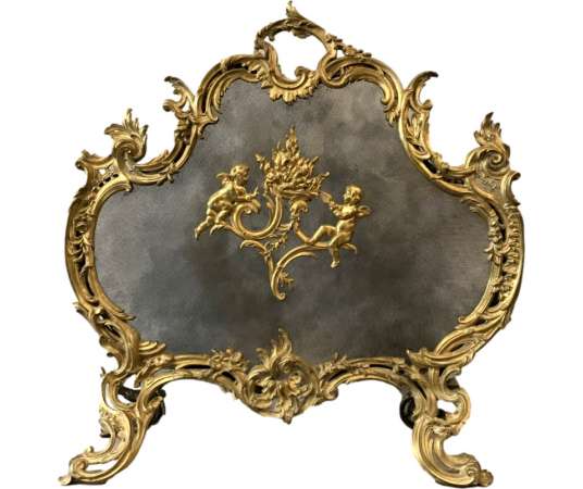 Louis XV Bronze Fireplace Screen From the 19th century - chenets, fireplace accessories