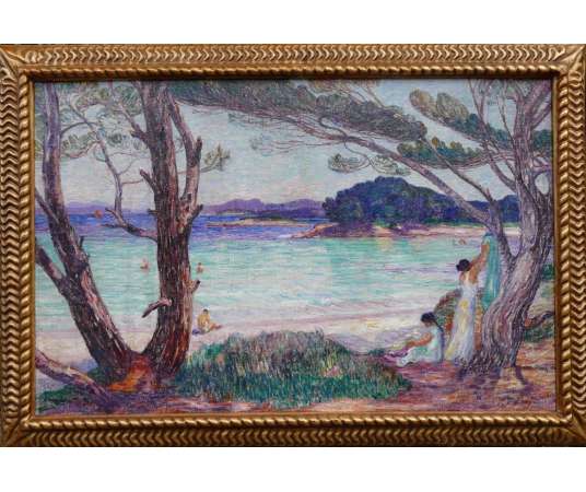 Detroy Léon The Bay Of Agay Or St Tropez In 1920 Oil On Canvas Signed - Marine Paintings