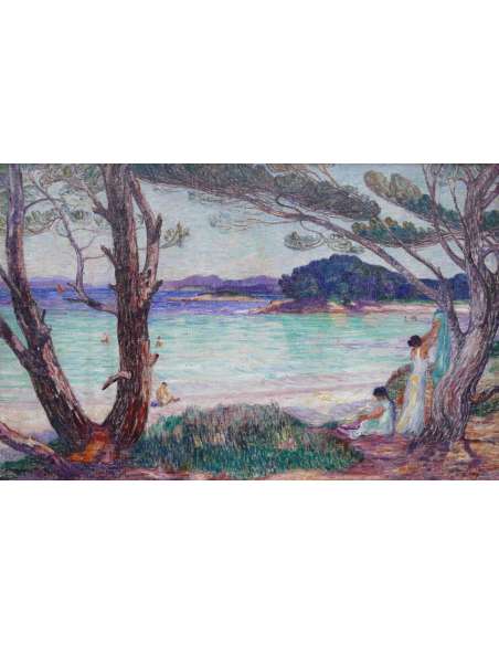 Detroy Léon The Bay Of Agay Or St Tropez In 1920 Oil On Canvas Signed - Marine Paintings-Bozaart