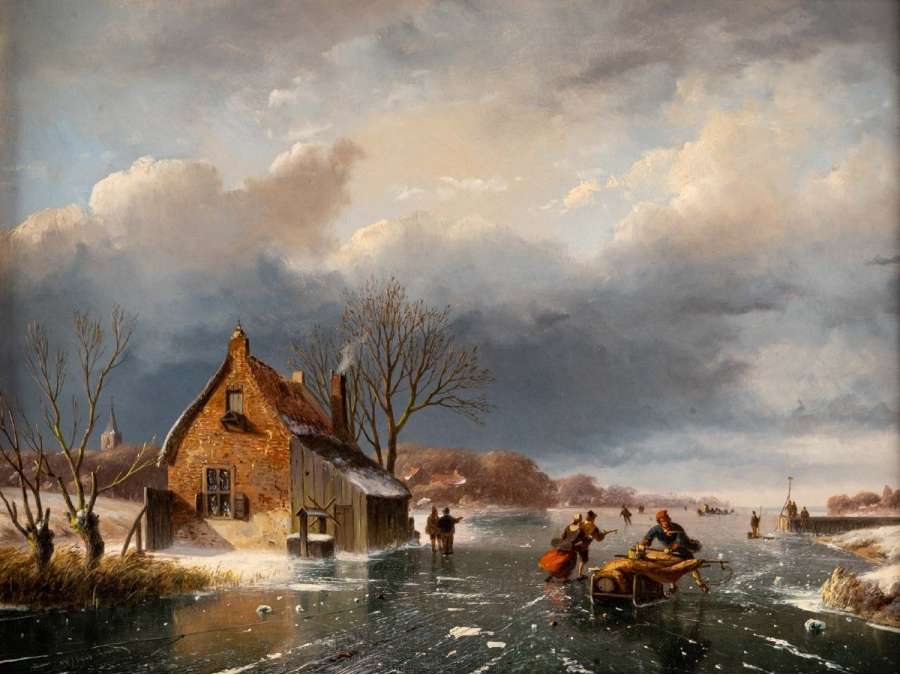 Nicolas, Jan ROOSENBOOM (1805 - 1880) - Scene of skaters. - Paintings genre scenes