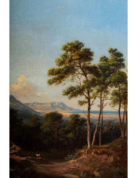 Jean-charles-joseph RÉMOND (1795- 1875)- Animated landscape, View Of Cagnes-sur-Mer, Circa 1840. - Landscape paintings-Bozaart
