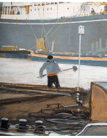 Sandy HOOK (1879 -1960 ) Official Painter of the Navy - Antwerp - View Of The Docks. - Marine paintings-Bozaart