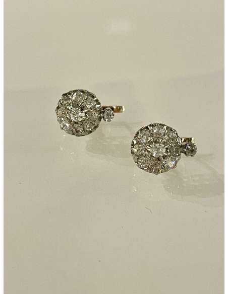 Paire De Boucles d'Oreilles En Or, Argent Et Diamants - Boucles d'oreille-Bozaart