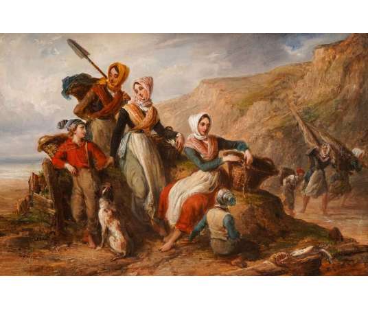Alexandre-marie COLIN (1778- 1875) - Le retour de pêche, circa 1840 - Tableaux marine