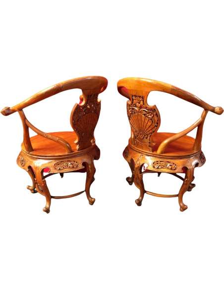 Pair Of Indochinese Armchairs? Elm From The 60s / 70s - Design Seats-Bozaart