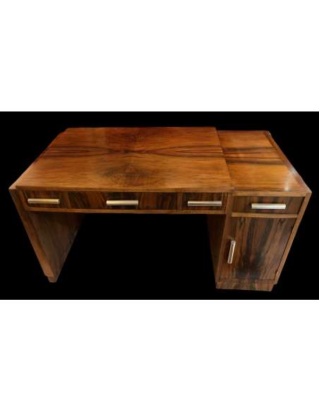 Vintage Art Deco Rosewood Desk With 4 Drawers And A Desk Holder-Bozaart