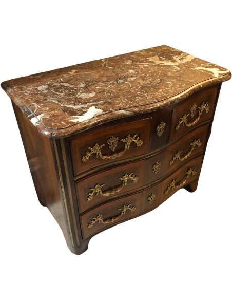 Commode d'époque Louis XIV En Bois De Placage Ouvrant Par 4 Tiroirs - Commodes-Bozaart