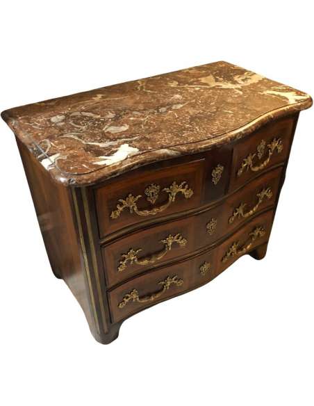 Commode d'époque Louis XIV En Bois De Placage Ouvrant Par 4 Tiroirs - Commodes-Bozaart