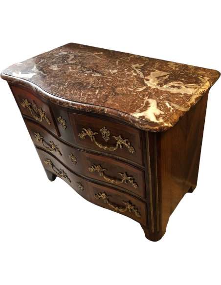 Commode d'époque Louis XIV En Bois De Placage Ouvrant Par 4 Tiroirs - Commodes-Bozaart