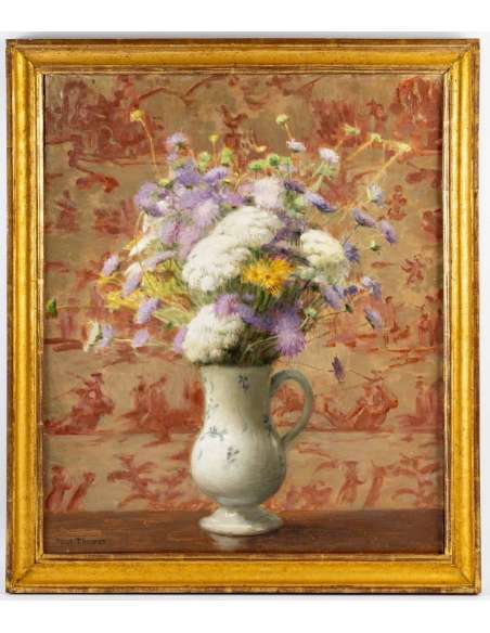 Paul THOMAS (1859 - 1910) - Bouquet de fleurs. - Tableaux natures mortes-Bozaart