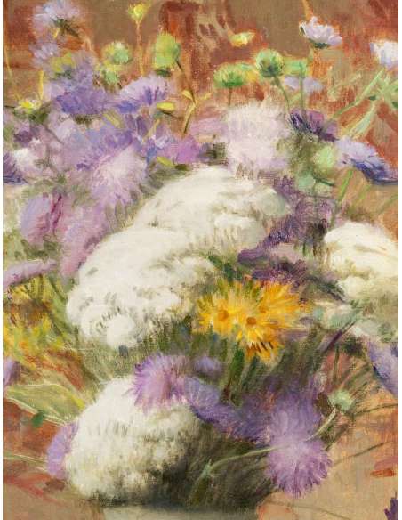 Paul THOMAS (1859 - 1910) - Bouquet de fleurs. - Tableaux natures mortes-Bozaart