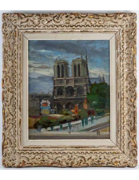 Jules Léon Flandrin (1871 - 1947)- Notre-Dame de Paris, circa 1920. - Tableaux paysages-Bozaart