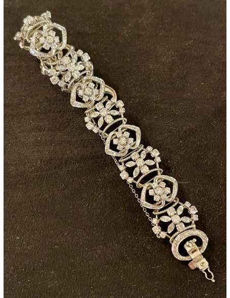 White Gold Bracelet Entirely Set With Diamonds For A Weight Of 7 Carats - Bracelets-Bozaart