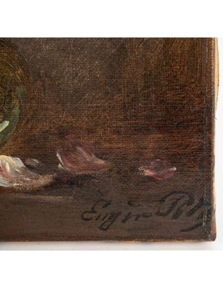 Eugène PETIT (1838 - 1886) - Fleurs dans un vase en verre. - Tableaux natures mortes Eugène PETIT (1838 - 1886) - Fleurs dans un vase en verre. - Tableaux natures mortes-Bozaart